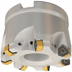 Iscar - 4 Inserts, 1.969" Cutter Diam, 0.079" Max Depth of Cut, Indexable High-Feed Face Mill - 7/8" Arbor Hole Diam, 1.772" High, FF FWX-08 Toolholder, H600 WXCU 08 Inserts, Series Helido - Industrial Tool & Supply