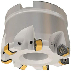 Iscar - 4 Inserts, 2.047" Cutter Diam, 0.079" Max Depth of Cut, Indexable High-Feed Face Mill - 0.866" Arbor Hole Diam, 0.409" Keyway Width, 1.772" High, FF FWX-08 Toolholder, H600 WXCU 08 Inserts, Series Helido - Industrial Tool & Supply