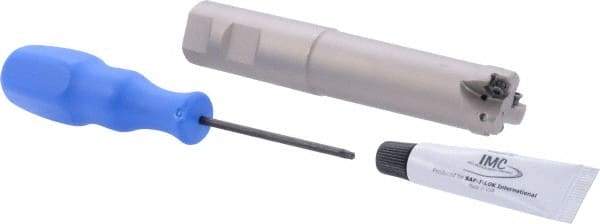 Iscar - 1" Cut Diam, 0.04" Max Depth, 1" Shank Diam, Weldon Shank Indexable High-Feed End Mill - Screw Holding Method, H600 WXCU 05 Insert, FF EWX-05 Toolholder, Through Coolant - Industrial Tool & Supply