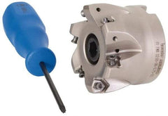 Iscar - 6 Inserts, 1.61" Cutter Diam, 0.04" Max Depth of Cut, Indexable High-Feed Face Mill - 3/4" Arbor Hole Diam, 1.5" High, FF FWX-05 Toolholder, H600 WXCU 05 Inserts, Series Helido - Industrial Tool & Supply