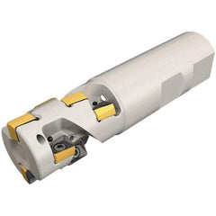 Iscar - 25mm Cut Diam, 35mm Max Depth of Cut, 25mm Shank Diam, 100mm OAL, Indexable Square Shoulder Helical End Mill - H490 ANKX 09.. Inserts, Weldon Shank, 90° Lead Angle, Through Coolant, Series Helido - Industrial Tool & Supply