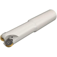 Iscar - 32mm Cut Diam, 8.7mm Max Depth of Cut, 32mm Shank Diam, 120mm OAL, Indexable Copy End Mill - 4 Inserts, H400 RNHU 1205 Insert, Cylindrical Shank, Through Coolant - Industrial Tool & Supply