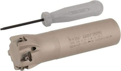Iscar - 1-1/4" Cut Diam, 0.315" Max Depth of Cut, 1" Shank Diam, 4" OAL, Indexable Square Shoulder Helical End Mill - T490 LN.T 0804 Inserts, Weldon Shank, 90° Lead Angle, Through Coolant, Series Helitang - Industrial Tool & Supply