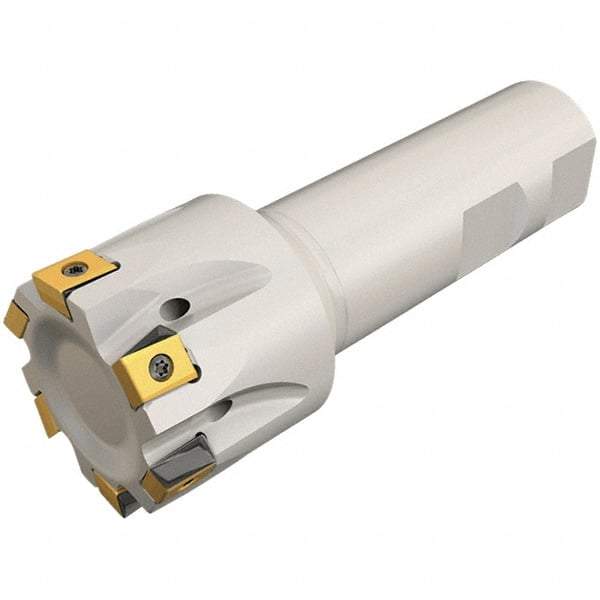 Iscar - 5/8" Cut Diam, 0.315" Max Depth of Cut, 5/8" Shank Diam, 3-1/4" OAL, Indexable Square Shoulder Helical End Mill - T490 LN.T 0804 Inserts, Weldon Shank, 90° Lead Angle, Through Coolant, Series Helitang - Industrial Tool & Supply