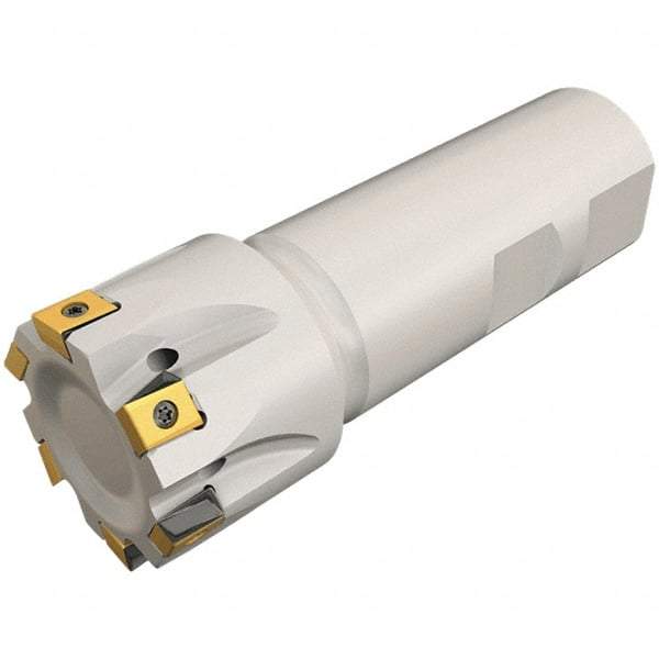 Iscar - 16mm Cut Diam, 8mm Max Depth of Cut, 15mm Shank Diam, 150mm OAL, Indexable Square Shoulder Helical End Mill - T490 LN.T 0804 Inserts, Cylindrical Shank, 90° Lead Angle, Through Coolant, Series Helitang - Industrial Tool & Supply