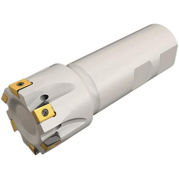 Iscar - 32mm Cut Diam, 8mm Max Depth of Cut, 32mm Shank Diam, 110mm OAL, Indexable Square Shoulder Helical End Mill - T490 LN.T 0804 Inserts, Weldon Shank, 90° Lead Angle, Through Coolant, Series Helitang - Industrial Tool & Supply