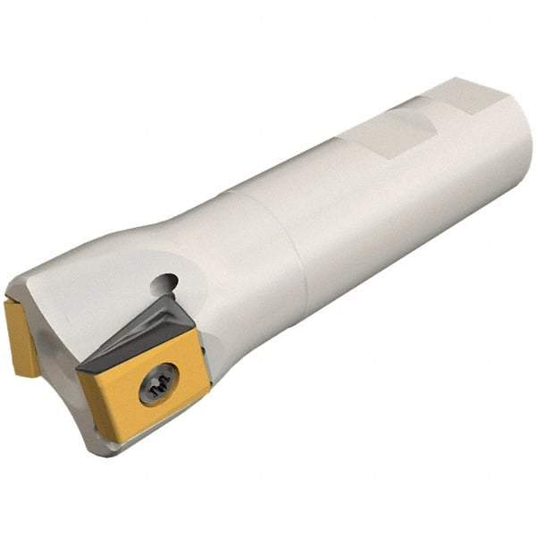 Iscar - 1-1/2" Cut Diam, 0.63" Max Depth of Cut, 1" Shank Diam, 4" OAL, Indexable Square Shoulder Helical End Mill - T490 LN.T 1607 Inserts, Weldon Shank, 90° Lead Angle, Through Coolant, Series Helitang - Industrial Tool & Supply