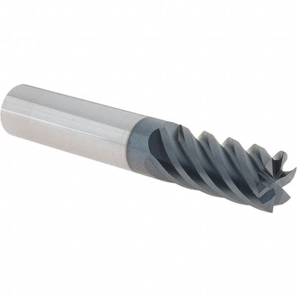 Iscar - 1/2", 1" LOC, 1/2" Shank Diam, 3" OAL, 6 Flute, Solid Carbide Square End Mill - Single End, TiAlN Finish, Spiral Flute, 45° Helix, Right Hand Cut, Right Hand Flute - Industrial Tool & Supply