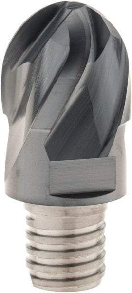 Iscar - MM EB Grade IC908 Carbide Ball Nose Milling Tip Insert - TiAlN Finish, 4 Flutes, 1" Cutting Diam, 0.86" Depth of Cut, 1.45" Extension, 1/2" Cnr Rad, 30° Helix - Industrial Tool & Supply