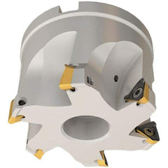 Iscar - 5 Inserts, 40mm Cut Diam, 16mm Arbor Diam, 8mm Max Depth of Cut, Indexable Square-Shoulder Face Mill - 0/90° Lead Angle, 35mm High, HM390 TPKT 1003 Insert Compatibility, Through Coolant, Series HeliIQMill - Industrial Tool & Supply