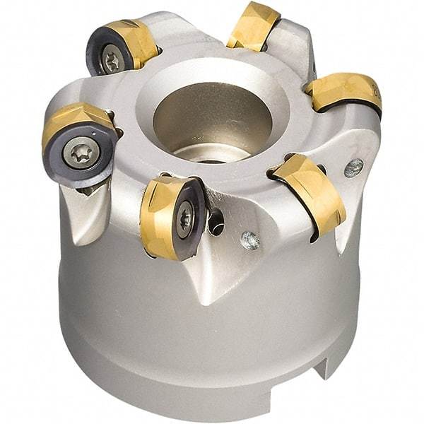 Iscar - 2" Cut Diam, 0.47" Max Depth, 3/4" Arbor Hole, 5 Inserts, H400 RNHU Insert Style, Indexable Copy Face Mill - H400 FR-16 Cutter Style, 1-1/2 High, Through Coolant, Series Helido - Industrial Tool & Supply