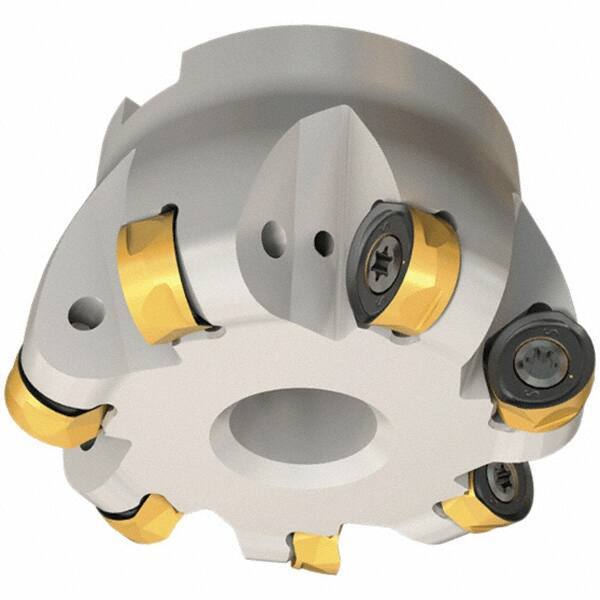 Iscar - 66mm Cut Diam, 12mm Max Depth, 27mm Arbor Hole, 6 Inserts, H400 RNHU Insert Style, Indexable Copy Face Mill - H400 FR-16 Cutter Style, 50mm High, Through Coolant, Series Helido - Industrial Tool & Supply
