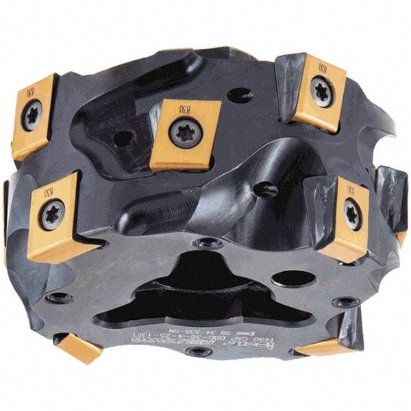 Iscar - 6 Inserts, 50mm Cut Diam, 36mm Max Depth of Cut, Indexable Square-Shoulder Face Mill - 0/90° Lead Angle, T490 LN.. 1306 Insert Compatibility, Through Coolant, Series Helitang - Industrial Tool & Supply