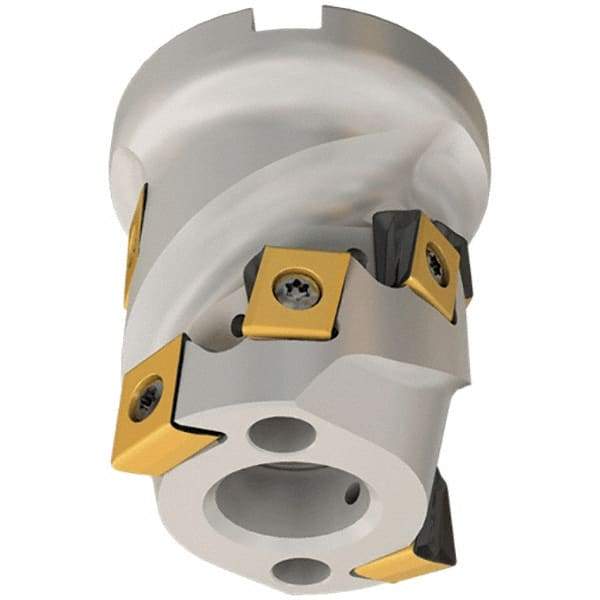 Iscar - 8 Inserts, 1.968" Cut Diam, 1" Arbor Diam, 1.85" Max Depth of Cut, Indexable Square-Shoulder Face Mill - 0/90° Lead Angle, 2.618" High, T490 LN.. 1306 Insert Compatibility, Through Coolant, Series Helitang - Industrial Tool & Supply