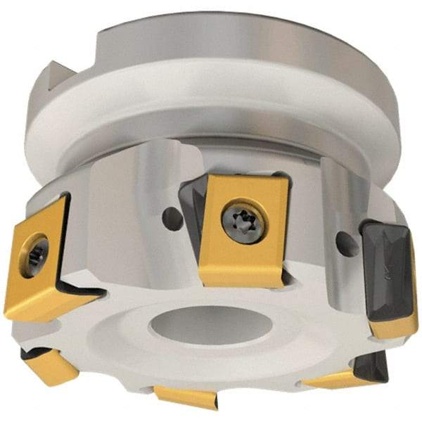 Iscar - 8 Inserts, 100mm Cut Diam, 32mm Arbor Diam, 12.5mm Max Depth of Cut, Indexable Square-Shoulder Face Mill - 0/90° Lead Angle, 50mm High, T490 LN.. 1306 Insert Compatibility, Through Coolant, Series Helitang - Industrial Tool & Supply