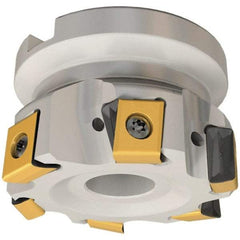 Iscar - 7 Inserts, 80mm Cut Diam, 27mm Arbor Diam, 12.5mm Max Depth of Cut, Indexable Square-Shoulder Face Mill - 0/90° Lead Angle, 50mm High, T490 LN.. 1306 Insert Compatibility, Through Coolant, Series Helitang - Industrial Tool & Supply