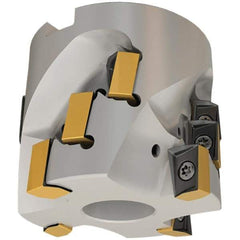 Iscar - 12 Inserts, 80mm Cut Diam, 32mm Arbor Diam, 46.5mm Max Depth of Cut, Indexable Square-Shoulder Face Mill - 0/90° Lead Angle, 70mm High, H490 AN.X 17 Insert Compatibility, Through Coolant, Series Helido - Industrial Tool & Supply