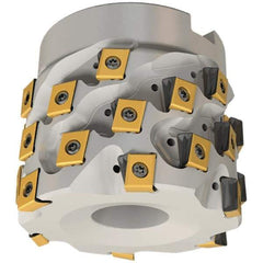 Iscar - 9 Inserts, 50mm Cut Diam, 27mm Arbor Diam, 35.9mm Max Depth of Cut, Indexable Square-Shoulder Face Mill - 0/90° Lead Angle, 56mm High, T490 LN.. 1306 Insert Compatibility, Through Coolant, Series Helitang - Industrial Tool & Supply