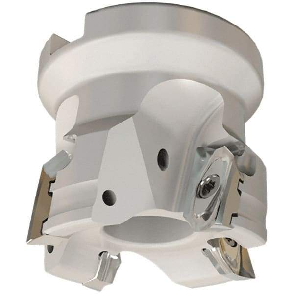 Iscar - 4 Inserts, 50mm Cut Diam, 22mm Arbor Diam, 13.5mm Max Depth of Cut, Indexable Square-Shoulder Face Mill - 0/90° Lead Angle, 45mm High, HM90 AXCR 1505 Insert Compatibility, Through Coolant, Series Helialu - Industrial Tool & Supply