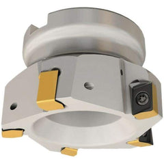Iscar - 6 Inserts, 63mm Cut Diam, 27mm Arbor Diam, 12mm Max Depth of Cut, Indexable Square-Shoulder Face Mill - 0/90° Lead Angle, 50mm High, H490 AN.X 12 Insert Compatibility, Through Coolant, Series Helido - Industrial Tool & Supply