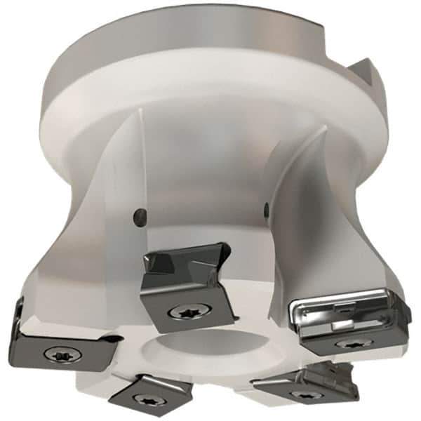 Iscar - 6 Inserts, 80mm Cut Diam, 27mm Arbor Diam, 3mm Max Depth of Cut, Indexable Square-Shoulder Face Mill - 0/90° Lead Angle, 50mm High, HTP LNHT 1006 Insert Compatibility, Through Coolant, Series TangPlunge - Industrial Tool & Supply