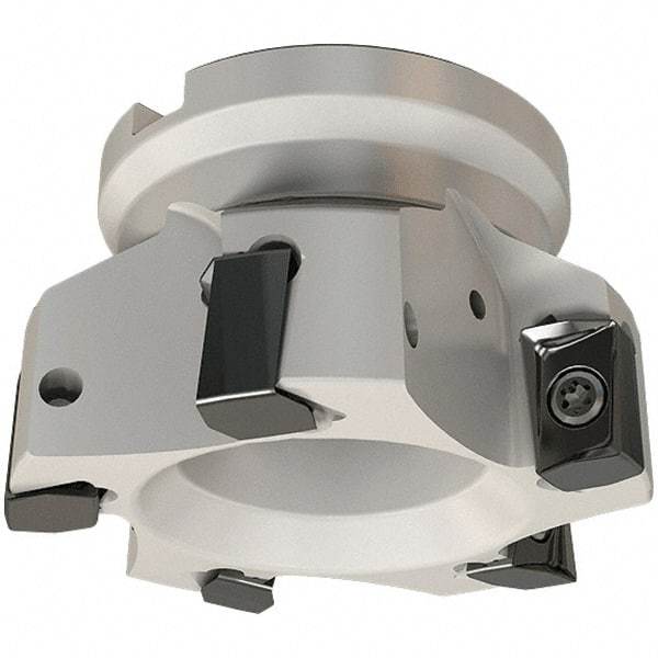Iscar - 4 Inserts, 63mm Cut Diam, 27mm Arbor Diam, 16.3mm Max Depth of Cut, Indexable Square-Shoulder Face Mill - 0/90° Lead Angle, 50mm High, H490 AN.X 17 Insert Compatibility, Through Coolant, Series Helido - Industrial Tool & Supply