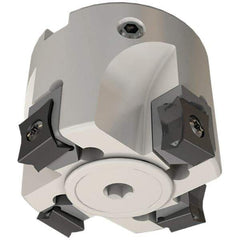 Iscar - 5 Inserts, 80mm Cut Diam, 27mm Arbor Diam, 5mm Max Depth of Cut, Indexable Square-Shoulder Face Mill - 0/90° Lead Angle, 45mm High, LN.. 11.. Insert Compatibility, Through Coolant, Series Heli2000 - Industrial Tool & Supply