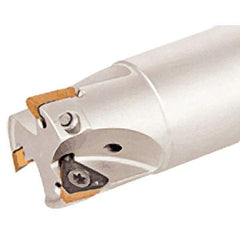 Iscar - 1" Cut Diam, 0.315" Max Depth of Cut, 1" Shank Diam, 7.87" OAL, Indexable Square Shoulder Helical End Mill - HM390 TPKT 1003 Inserts, Cylindrical Shank, 90° Lead Angle, Through Coolant, Series HeliIQMill - Industrial Tool & Supply