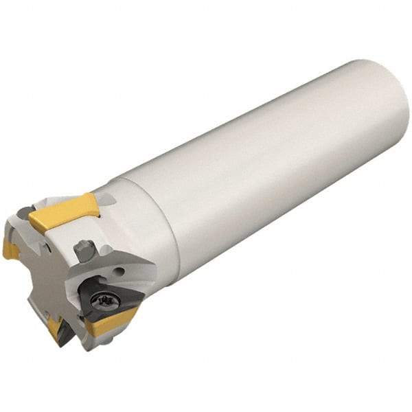 Iscar - 50mm Cut Diam, 13mm Max Depth of Cut, 32mm Shank Diam, 130mm OAL, Indexable Square Shoulder Helical End Mill - HM390 TDKT 1505 Inserts, Cylindrical Shank, 90° Lead Angle, Through Coolant, Series HeliIQMill - Industrial Tool & Supply