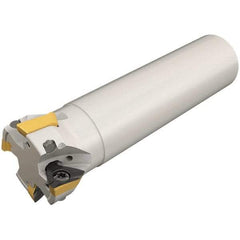 Iscar - 50mm Cut Diam, 13mm Max Depth of Cut, 32mm Shank Diam, 130mm OAL, Indexable Square Shoulder Helical End Mill - HM390 TDKT 1505 Inserts, Cylindrical Shank, 90° Lead Angle, Through Coolant, Series HeliIQMill - Industrial Tool & Supply