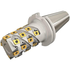 Iscar - 63mm Cut Diam, 81mm Max Depth of Cut, Indexable Square Shoulder End Mill - T490 LN.T 13.. Inserts, INT50 Taper Shank, 90° Lead Angle, Through Coolant, Series Helitang - Industrial Tool & Supply