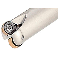 Iscar - 1" Cut Diam, 0.295" Max Depth of Cut, 1" Shank Diam, 5" OAL, Indexable Copy End Mill - 3 Inserts, H400 RNHU Insert, Weldon Shank, Through Coolant - Industrial Tool & Supply