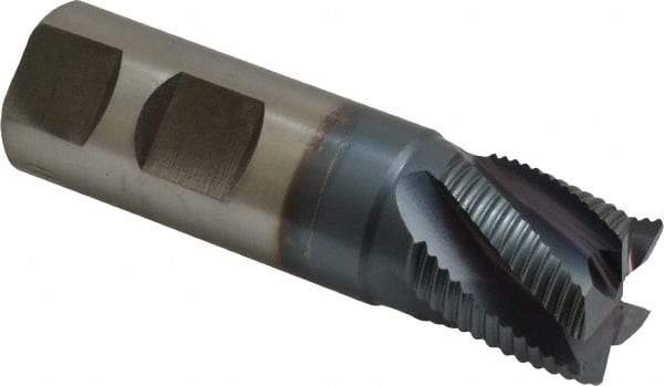 Hertel - 1" Diam, Fine Pitch, 1" LOC, 5 Flute Cobalt Roughing Square End Mill - TiCN Finish, 3-1/2" OAL, 1" Shank Diam, Single End, Centercutting, 30° Helix - Industrial Tool & Supply