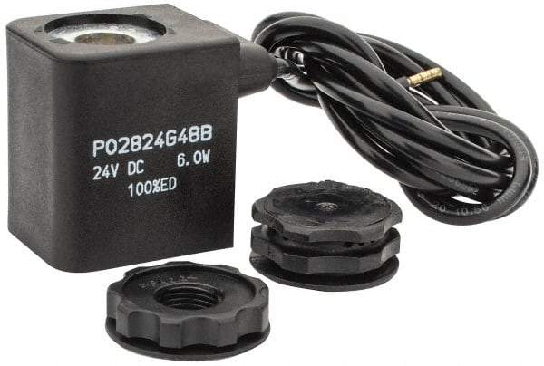 Parker - 24 DC Volt, Class F, Solenoid Coil - 6.0 Watt, IP 65 Enclosure, Use with Parker B Series Viking Valve - Industrial Tool & Supply