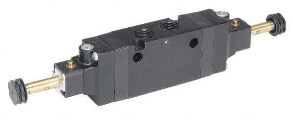 Parker - 1/4" NPT Port, Double Solenoid, 2 Position Valveless Coil, Aluminum Solenoid Valve - Normally Open Through Ports 1 & 2, 145 Max PSI, Buna-N Seal - Industrial Tool & Supply