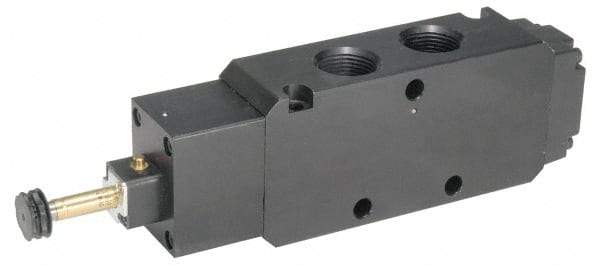 Parker - 3/4" NPT Port, Single Solenoid, 3 Way, Valveless Coil, Aluminum Solenoid Valve - Normally Closed, 145 Max PSI, Buna-N Seal - Industrial Tool & Supply