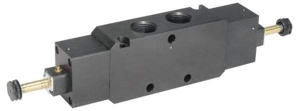Parker - 3/4" NPT Port, Double Solenoid, 3 Position Valveless Coil, Aluminum Solenoid Valve - All Ports Blocked, 145 Max PSI, Buna-N Seal - Industrial Tool & Supply