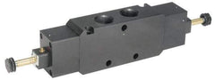 Parker - 3/4" NPT Port, Double Solenoid, 3 Position Valveless Coil, Aluminum Solenoid Valve - All Ports Blocked, 145 Max PSI, Buna-N Seal - Industrial Tool & Supply