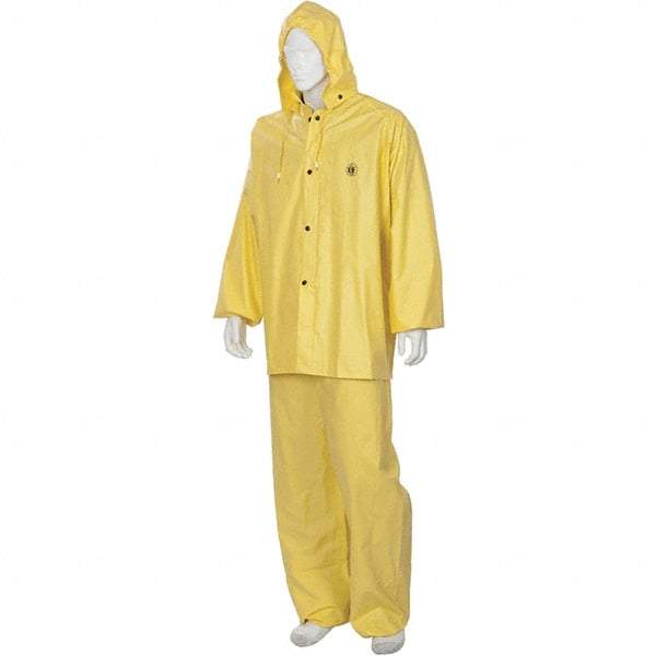 MCR Safety - Size 4XL, Yellow, Rain Three Piece Suit - Detachable Hood, Take Up Snaps Ankle, Take Up Snaps Wrist - Industrial Tool & Supply