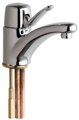 Chicago Faucets - Single Handle, Deck Mounted, Single Hole Bathroom Faucet - Ceramic Mixing Cartridge, No Drain, Integral Spout - Industrial Tool & Supply