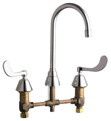 Chicago Faucets - Wrist Blade Handle, Wide Spread Bathroom Faucet - Two Handle, No Drain, Gooseneck Spout - Industrial Tool & Supply