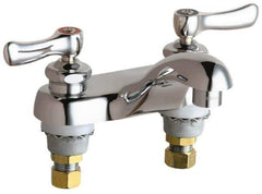 Chicago Faucets - Lever Handle, Deck Mounted, Vandal Resistant Bathroom Faucet - Two Handle, No Drain, Standard Spout - Industrial Tool & Supply
