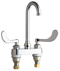 Chicago Faucets - Wrist Blade Handle, Deck Mounted Bathroom Faucet - Two Handle, No Drain, Gooseneck Spout - Industrial Tool & Supply