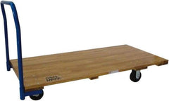 PRO-SOURCE - 2,000 Lb Capacity Hardwood/Steel Platform Truck - Hardwood Deck, 36" OAW, 72" Platform Length, Mold-On-Rubber Casters - Industrial Tool & Supply