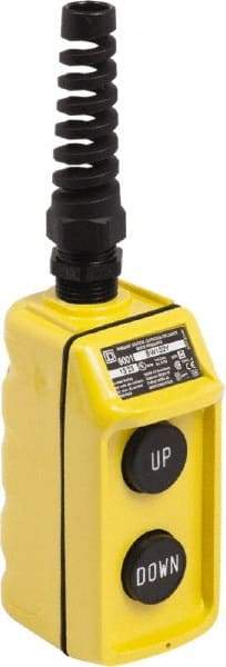 Schneider Electric - 2 Operator, Pushbutton Pendant Control Station - Up-Down (Legend), Momentary Switch, 8NC Contact - Industrial Tool & Supply