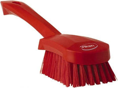 Vikan - 1.3" Bristle Length, Polyester Scrub Brush - 4-1/4" Long x 2-3/4" Wide Head, 10" OAL, Red, Polypropylene Block - Industrial Tool & Supply