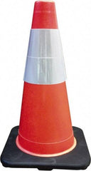 PRO-SAFE - 18" High, Orange Traffic Cone with Base - 12" Base Width, 3 Lb, PVC - Industrial Tool & Supply