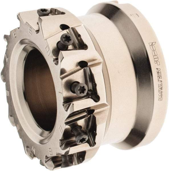Iscar - 10 Inserts, 3" Cut Diam, 1" Arbor Diam, 0.492" Max Depth of Cut, Indexable Square-Shoulder Face Mill - 0/90° Lead Angle, 2" High, T490 LN.. 1306 Insert Compatibility, Through Coolant, Series Helitang - Industrial Tool & Supply