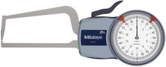 Mitutoyo - 20mm Max Measurement, 0.01mm Graduation, Outside Dial Caliper Gage - 3.1496 Inch Leg Length, 0.03mm Accuracy - Industrial Tool & Supply