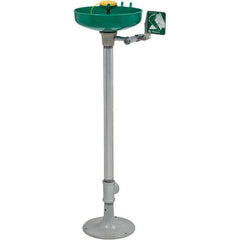 Haws - 15" Wide x 38" High, Pedestal Mount, Plastic Bowl, Eye & Face Wash Station - 11" Inlet, 3.7 GPM Flow Rate - Industrial Tool & Supply